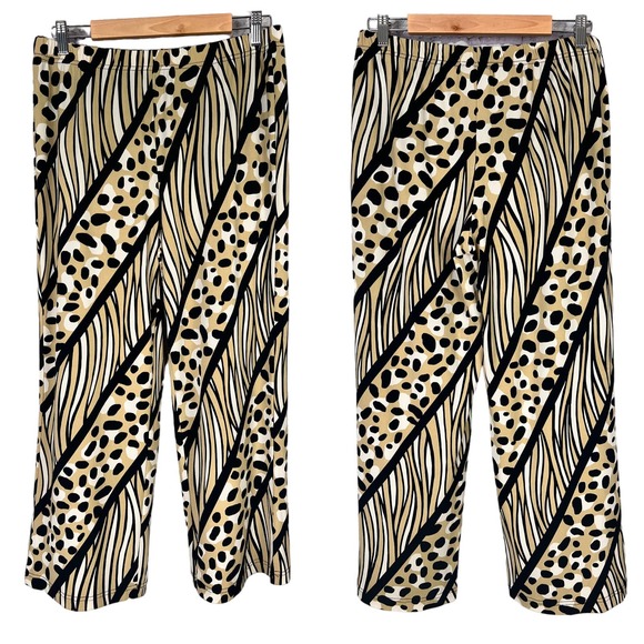 BOB MACKIE Women's M Petite Wearable Art Animal Print Gaucho Knit Pull‎ On Pants - Picture 1 of 7